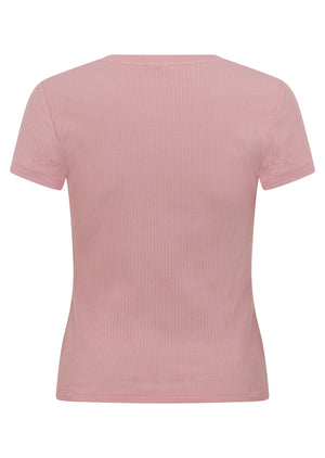 Lorna Jane Everyday Comfort Slim Rib T-Shirt - Dusty Rose