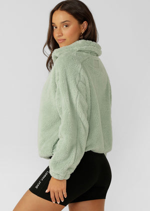 Lorna Jane Everyday Teddy Quarter Zip Sweat - Iced Matcha
