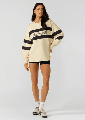 Lorna Jane Throwback Oversized Sweat - Buttermilk