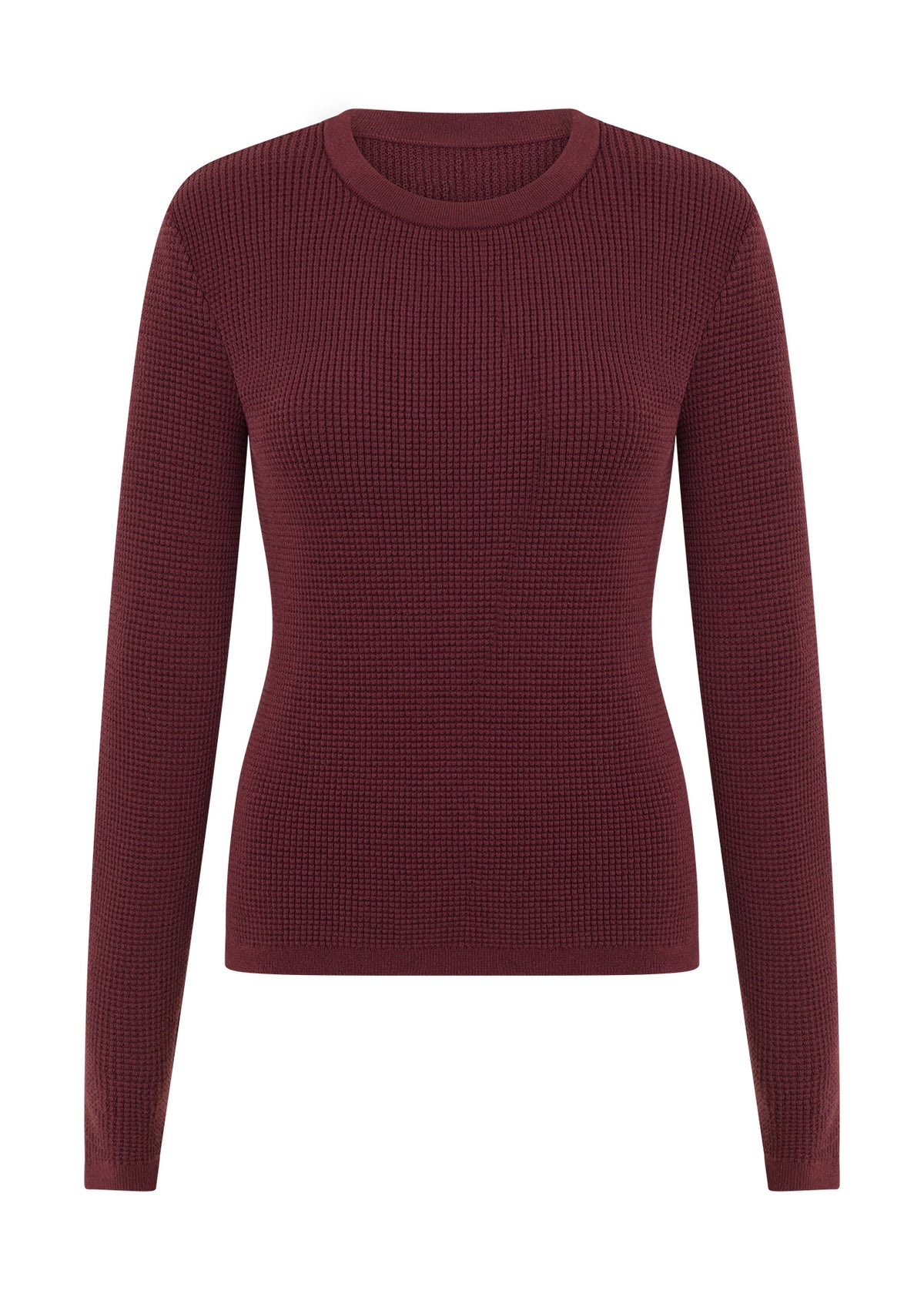 Lorna Jane Take It Easy Waffle Knit Long Sleeve Top - Cranberry