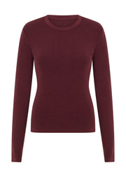 Lorna Jane Take It Easy Waffle Knit Long Sleeve Top - Cranberry