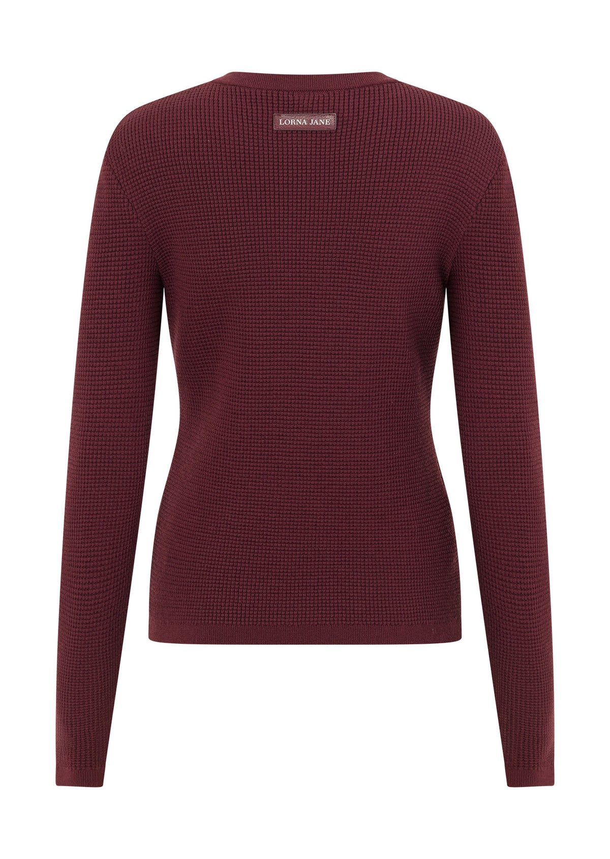 Lorna Jane Take It Easy Waffle Knit Long Sleeve Top - Cranberry