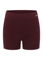 Lorna Jane Take It Easy Waffle Knit 7cm Cheeky Shorts - Cranberry