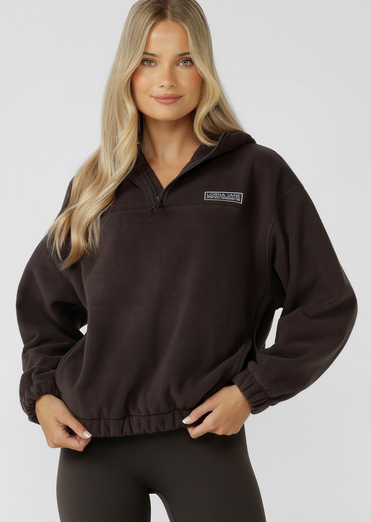 Lorna Jane Nova Polar Fleece Quarter Zip Hoodie - Volcano