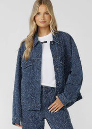 Lorna Jane Valentina Boucle Denim Jacket - Dark Blue Boucle Denim