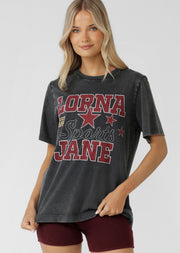 Lorna Jane Varsity Washed Relaxed T-Shirt - Washed Black