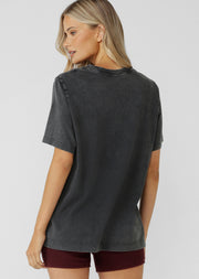 Lorna Jane Varsity Washed Relaxed T-Shirt - Washed Black