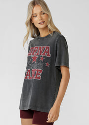 Lorna Jane Varsity Washed Relaxed T-Shirt - Washed Black