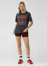 Lorna Jane Varsity Washed Relaxed T-Shirt - Washed Black