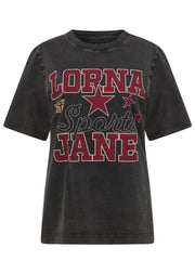 Lorna Jane Varsity Washed Relaxed T-Shirt - Washed Black