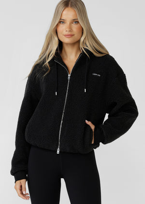 Lorna Jane Field Teddy Zip Through Hoodie - Black