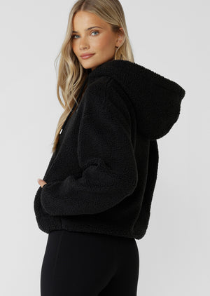 Lorna Jane Field Teddy Zip Through Hoodie - Black