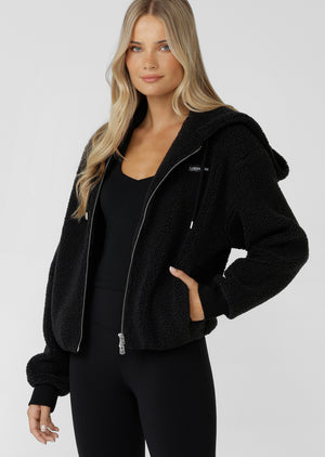 Lorna Jane Field Teddy Zip Through Hoodie - Black
