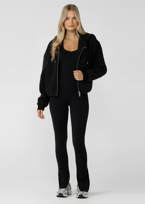 Lorna Jane Field Teddy Zip Through Hoodie - Black