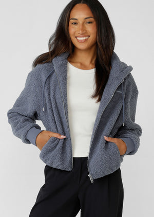 Lorna Jane Field Teddy Zip Through Hoodie - Shadow