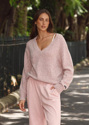 Lorna Jane Fairway Knit Jumper - Lush Pink Marl