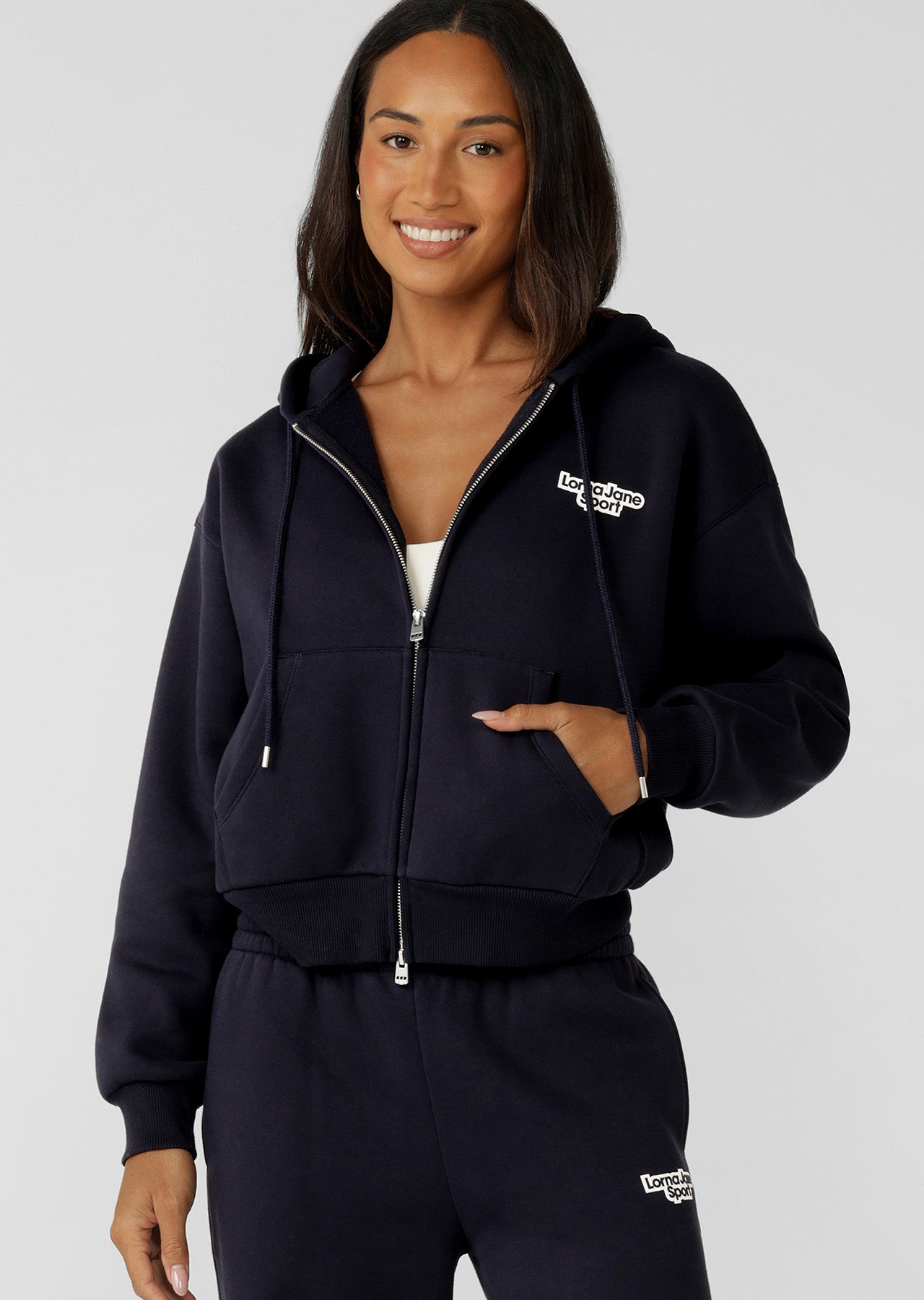 Lorna Jane Sport Mode Zip Through Hoodie - Midnight Blue