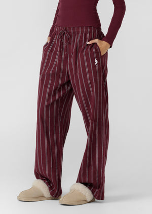 Lorna Jane Campus Stripe Flannel Lounge Pants - Cranberry Stripe