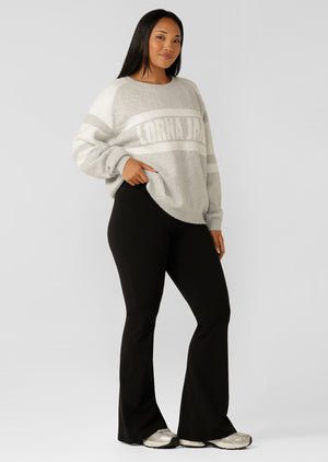 Lorna Jane Cloud Soft Logo Knit Jumper - Grey Marl