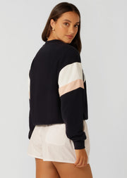 Lorna Jane Soft Touch College Lounge Sweat - Midnight Blue