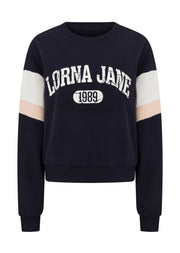 Lorna Jane Soft Touch College Lounge Sweat - Midnight Blue