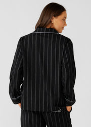 Lorna Jane Flannel Lounge Shirt - Navy Pinstripe