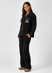 Lorna Jane Flannel Lounge Shirt - Navy Pinstripe