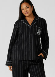 Lorna Jane Flannel Lounge Shirt - Navy Pinstripe