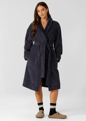 Lorna Jane R&R Lounge Robe - Platinum Navy
