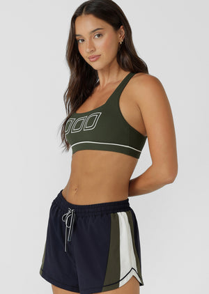 Lorna Jane Iconic Luxe Active Rib Sports Bra - Luxury Green