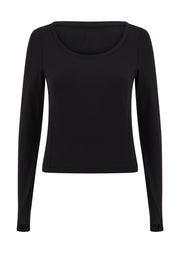 Lorna Jane Train Warmer Long Sleeve Rib Top - Black