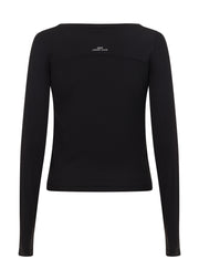 Lorna Jane Train Warmer Long Sleeve Rib Top - Black