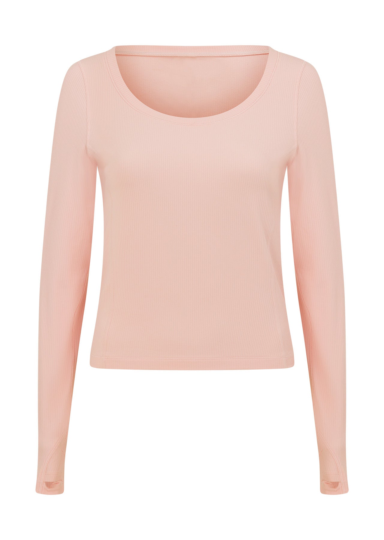 Lorna Jane Train Warmer Long Sleeve Rib Top - Pale Peony