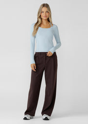 Lorna Jane Train Warmer Long Sleeve Rib Top - Vibrant Sky