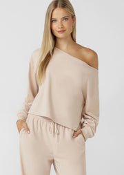 Lorna Jane Cloud Soft Relaxed Fit Long Sleeve Top - Iced Latte