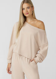 Lorna Jane Cloud Soft Relaxed Fit Long Sleeve Top - Iced Latte