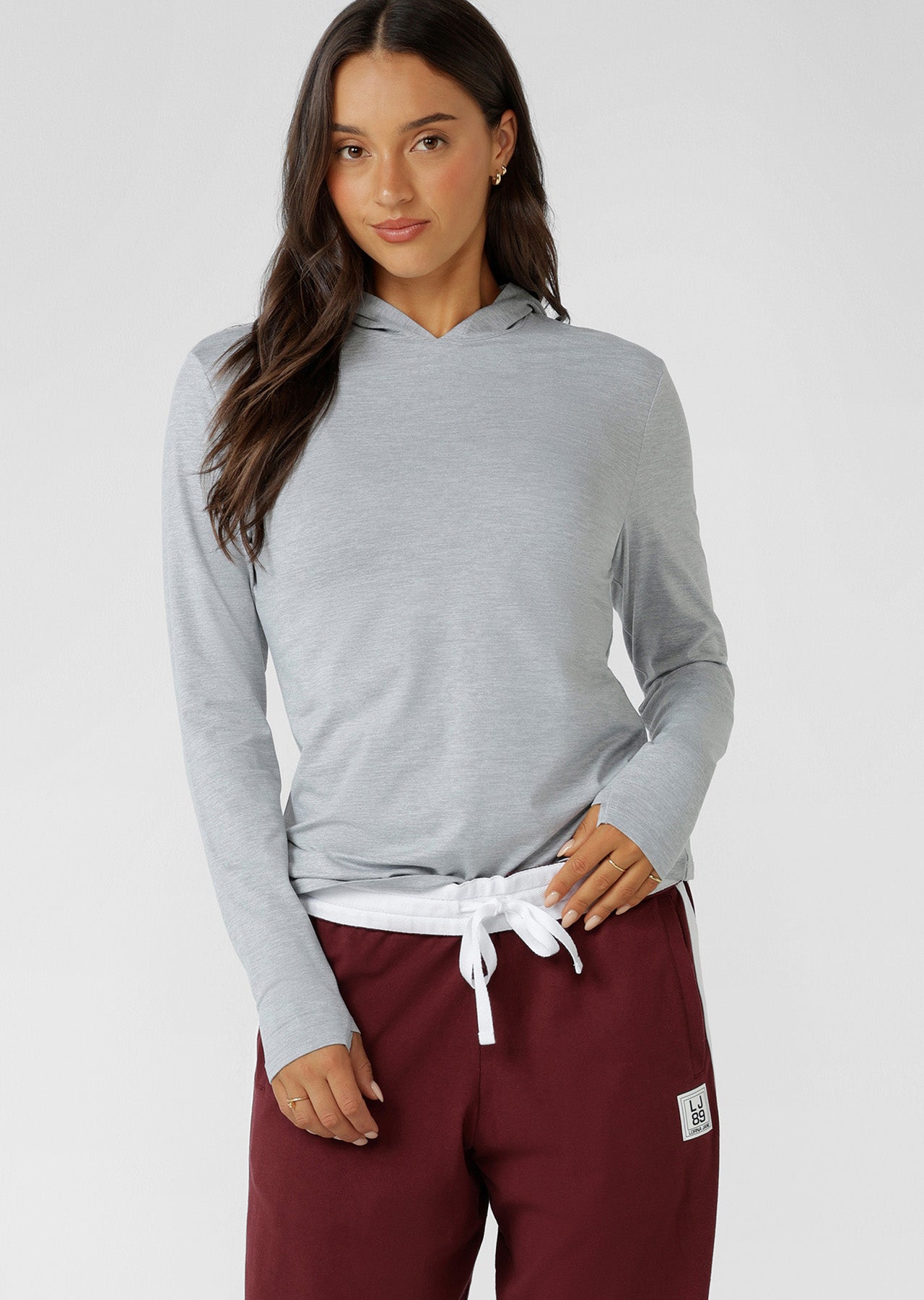 Lorna Jane Sunrise Long Sleeve Hooded Top - Grey Marl