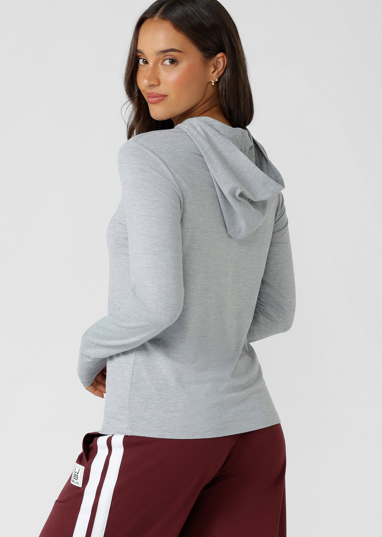 Lorna Jane Sunrise Long Sleeve Hooded Top - Grey Marl