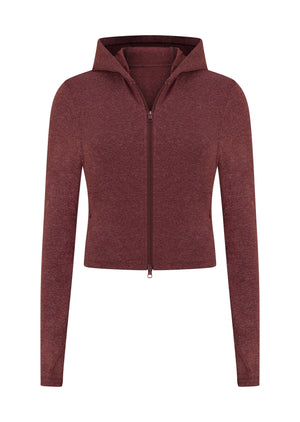 Lorna Jane Soft Touch Warm Up Jacket - Dark Ruby Marl