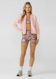 Lorna Jane Boucle Knit Bomber Jacket - Pale Peony