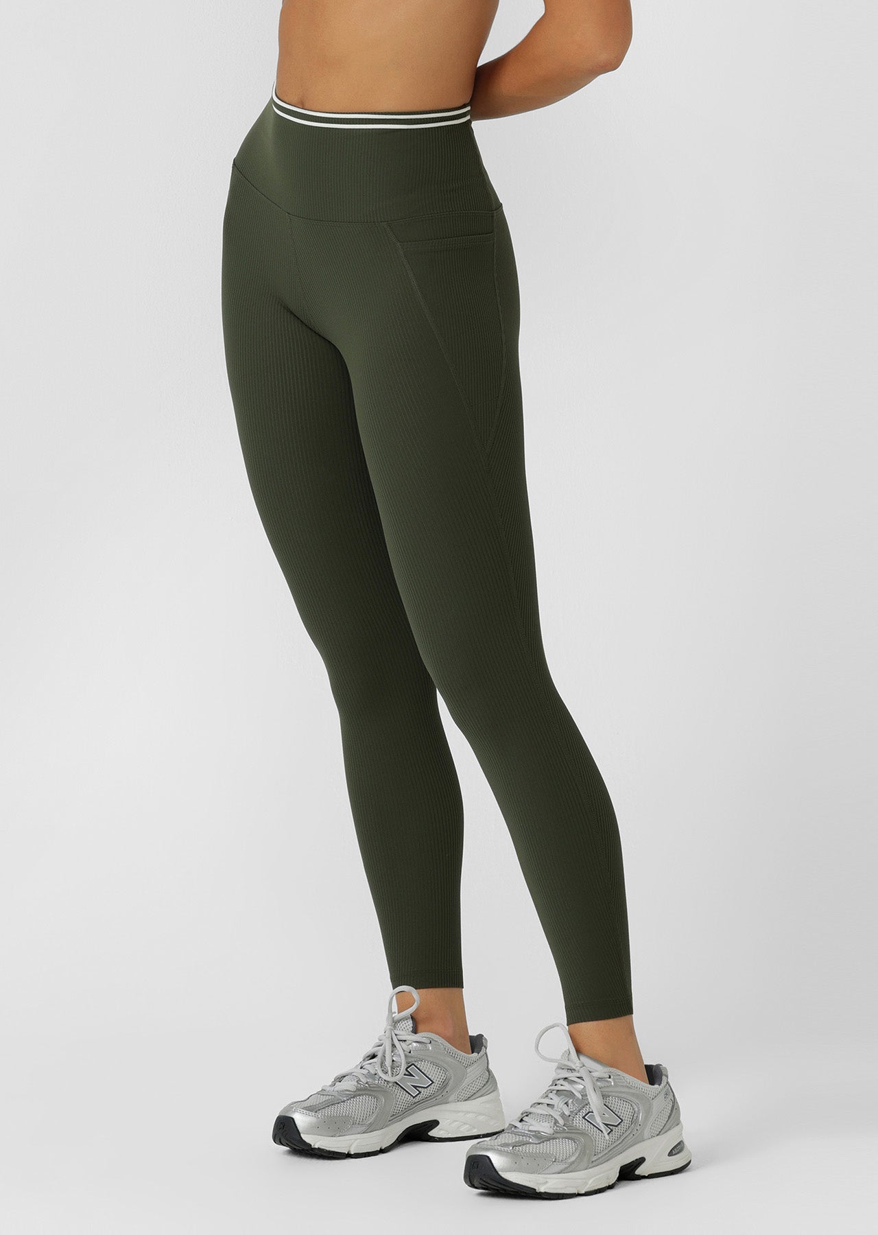 Lorna Jane Iconic Luxe Active Rib Ankle Biter Leggings - Luxury Green