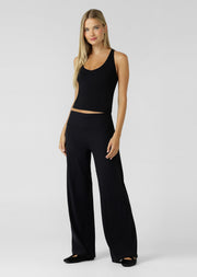 Lorna Jane Ultra Plush Luxe Rib Wide Leg Pants - Black