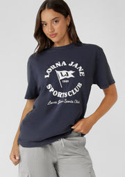 Lorna Jane Victory Washed T-Shirt - Washed Midnight Blue