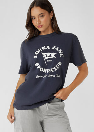 Lorna Jane Victory Washed T-Shirt - Washed Midnight Blue