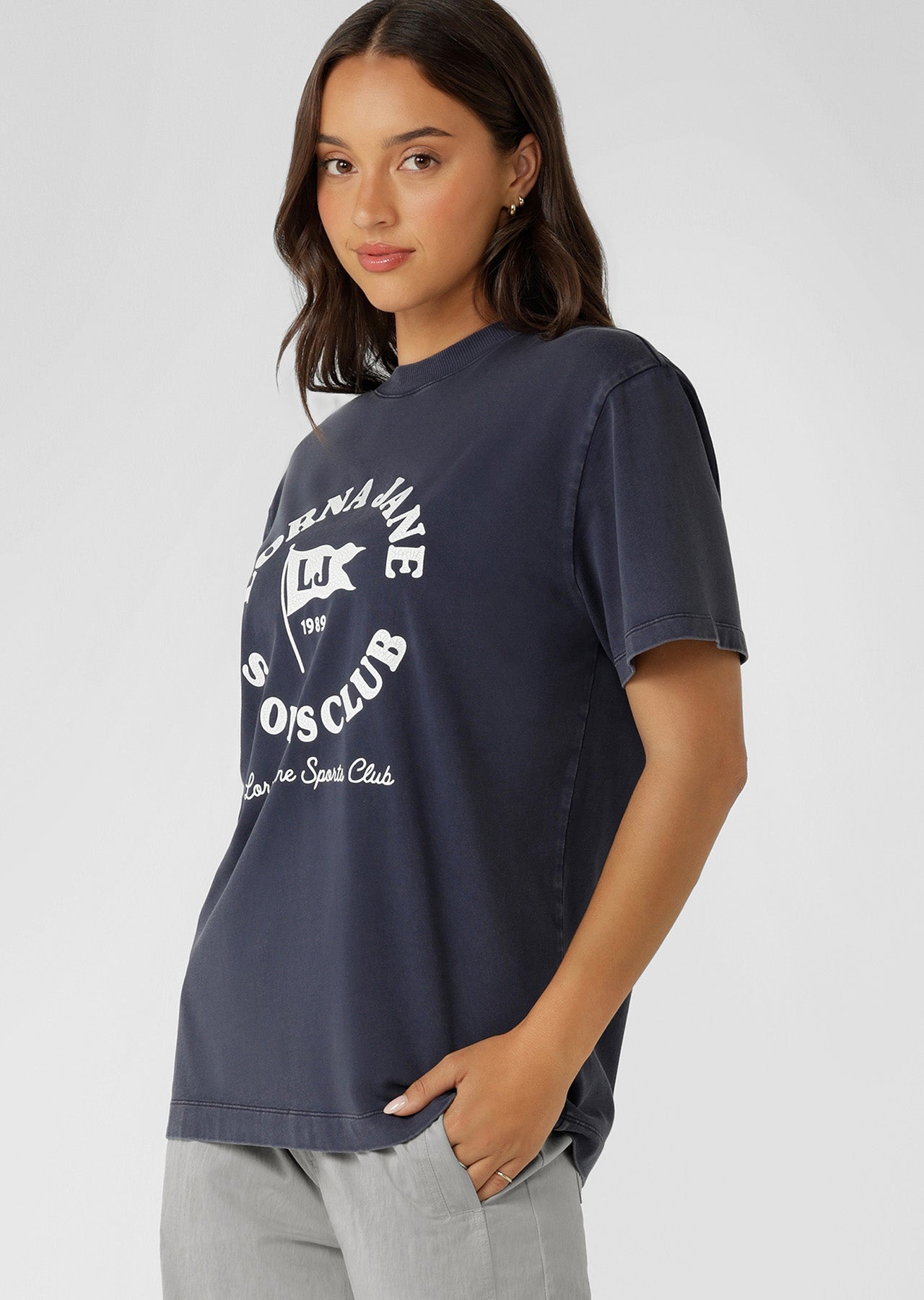 Lorna Jane Victory Washed T-Shirt - Washed Midnight Blue