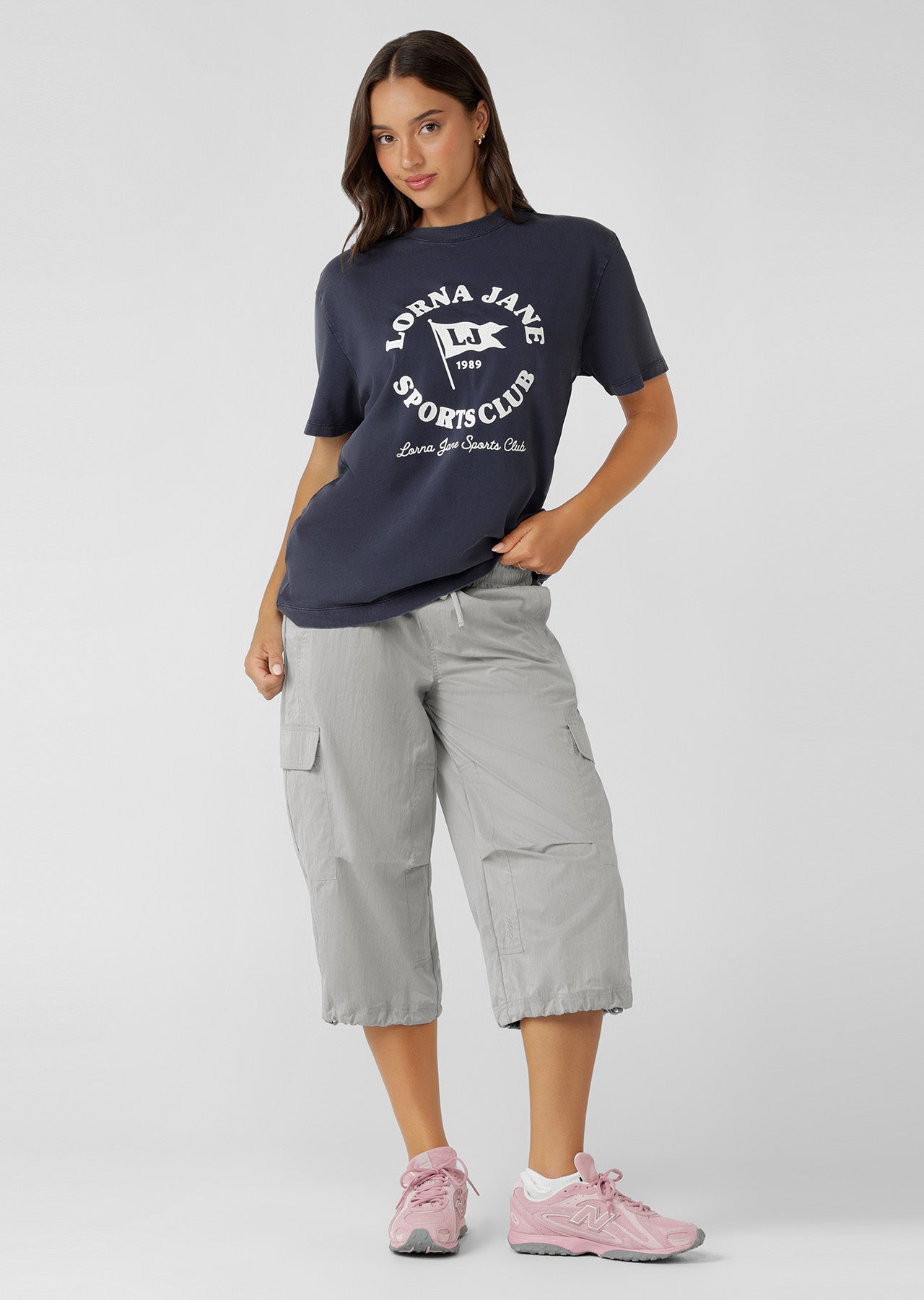 Lorna Jane Victory Washed T-Shirt - Washed Midnight Blue