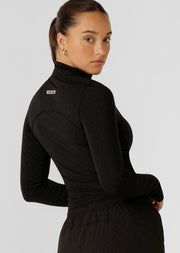 Lorna Jane High Definition Reflective 1/2 Zip Long Sleeve Top - Black Reflective Monogram Print