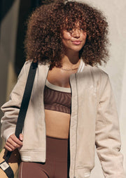 Lorna Jane Heritage Bomber Jacket - Light Oxford Tan