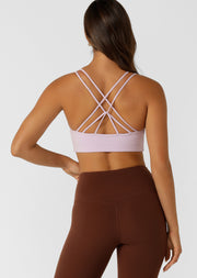 Lorna Jane Limited Edition Lotus Crop Sports Bra - Pale Violet
