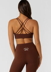 Lorna Jane Limited Edition Lotus Crop Sports Bra - Truffle